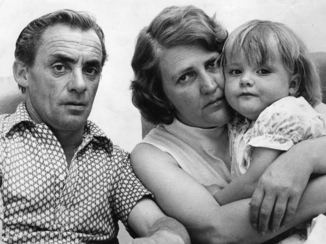 Les and Kathleen Ratcliffe with three-year-old Suzie in 1977. Picture: Supplied