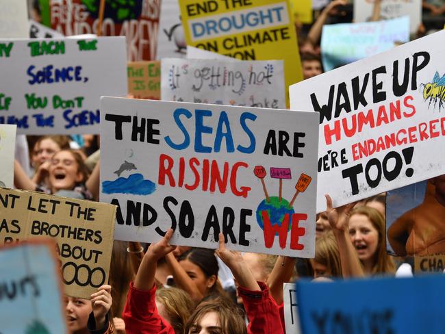 Thousands of school students attended the global #ClimateStrike rally in March. Picture: Dean Lewins