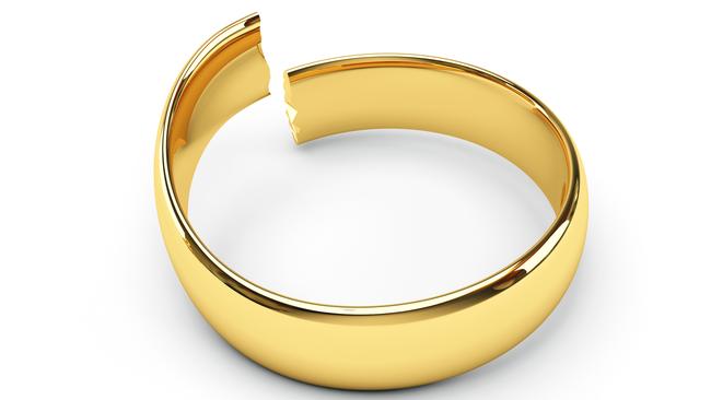 Divorce. broken wedding ring. separation, break-up stock image. Picture: ThinkStock