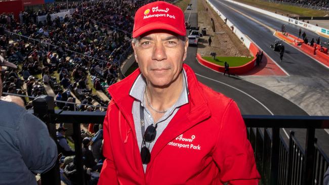 ADELAIDE, AUSTRALIA - Advertiser Photos OCTOBER 21, 2023: Sam Shahin overlooking the track at the National Drag Racing Championship at The Bend Motorsport Park. Picture: Emma Brasier