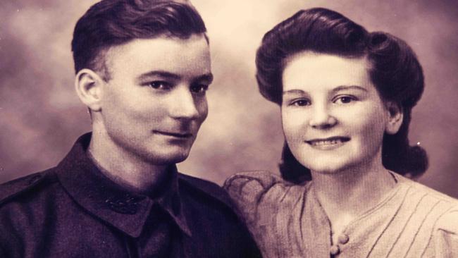 Colin Wagener and his late sweetheart Peggy, who he married in 1941, on a four-hour leave pass from the Army. Picture: supplied