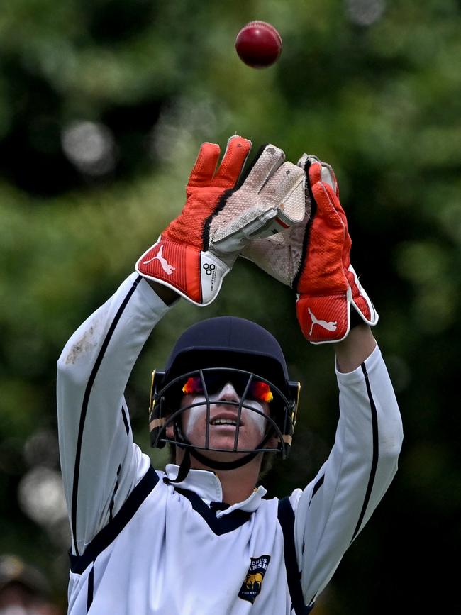 GDCA: Bacchus Marsh gloveman Jack Kovacevic keeps his eye on the ball. Picture: Andy Brownbill