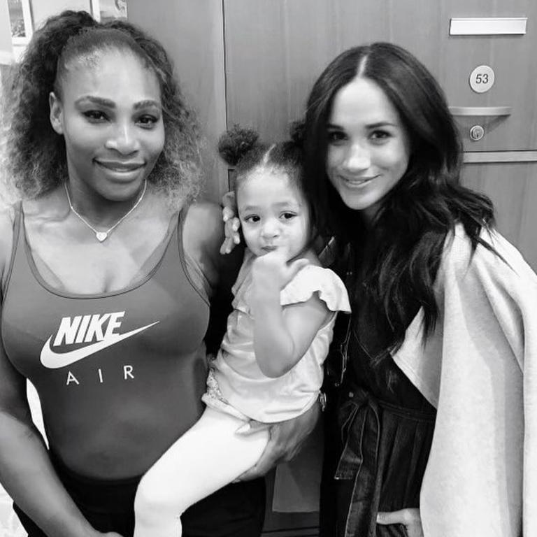 Serena Williams, pictured with daughter Alexis, was Meghan’s first podcast guest. Picture: Instagram