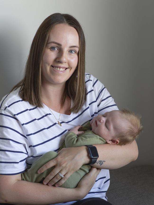 Archer and mum, Jamie at home. Picture: Brett Hartwig