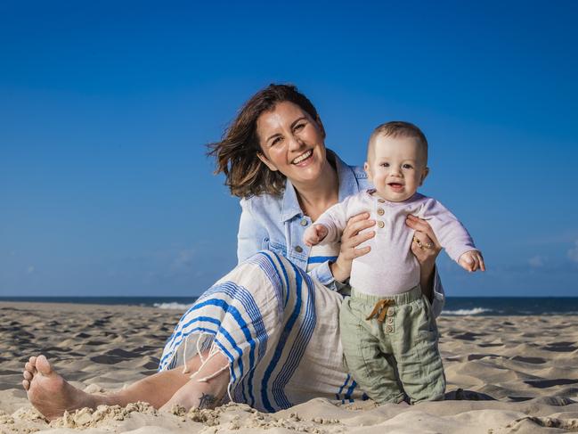 Mum Victoria St John with her six-month-old baby Oberon, who was conceived using IVF. Picture: Nigel Hallett