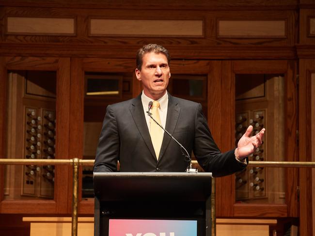 Cory Bernardi speaking at the Coalition for Marriage's, "It's OK to say No" event at Adelaide Town Hall. Picture: AAP