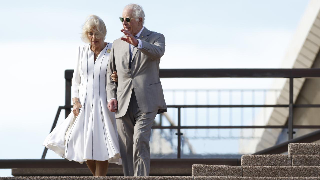 King Charles III and Queen Camilla spent a lot of time greeting people on Tuesday. Picture: NewsWire / Damian Shaw