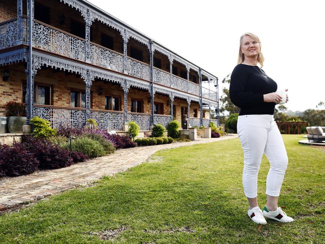 Adele Greenburg pictured at her home "Waranara Ridge" in Berrilee today which has been used in several TV shows including The Bachelor in 2019 after she advertised on industry platform A Perfect Place. Picture: Sam Ruttyn