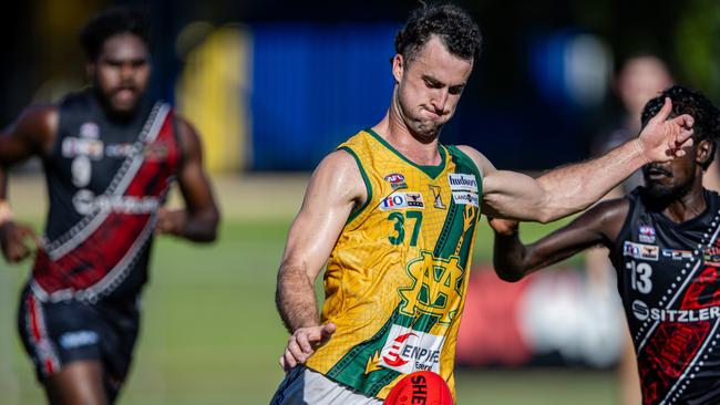 Lachlan Flag as St Mary's took on the Tiwi Bombers in the 2024-25 NTFL men's semi-final. Picture: Pema Tamang Pakhrin