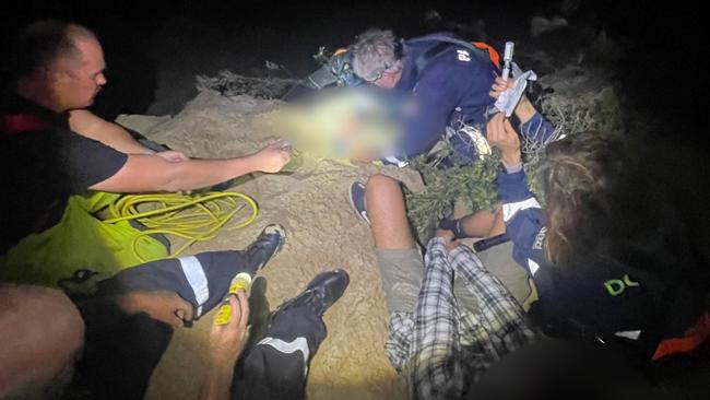 The Sunshine Coast-based LifeFlight aeromedical crew winched a paraglider to safety after he crashed into an 80m sand cliff in the Gympie region on Tuesday, October 22.