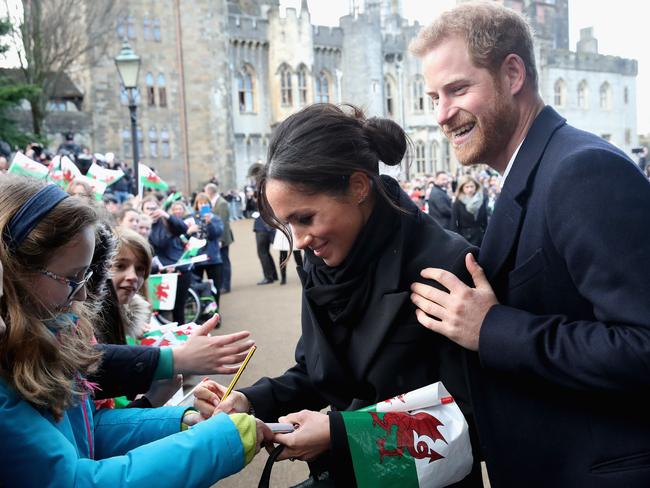 Prince Harry introduced Meghan Markle to his former nanny while the couple were in Cardiff last week. Picture: Chris Jackson/Getty Images