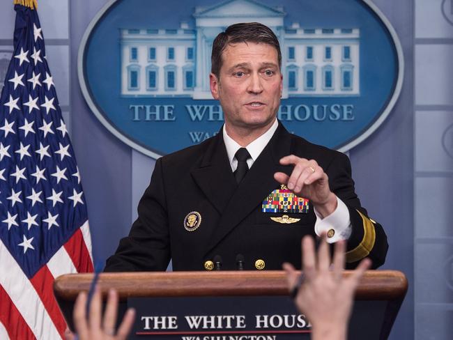 White House physician Rear Admiral Ronny Jackson speaks at the press briefing at the White House in Washington, DC, on January 16, 2018. / AFP PHOTO / NICHOLAS KAMM