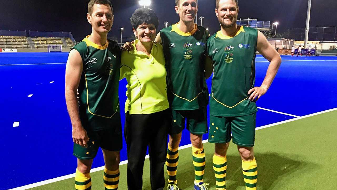 Rockhampton's Olympic hockey champions (from left) Jamie Dwyer, Kym Ireland, Mark Knowles and Matt Gohdes. Picture: RACHAEL McDONALD