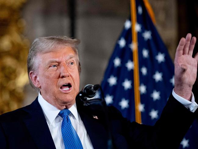 PALM BEACH, FLORIDA - DECEMBER 16: U.S. President-elect Donald Trump speaks at a news conference at Trump's Mar-a-Lago resort on December 16, 2024 in Palm Beach, Florida. In a news conference that went over an hour, Trump announced that SoftBank will invest over $100 billion in projects in the United States including 100,000 artificial intelligence related jobs and then took questions on Syria, Israel, Ukraine, the economy, cabinet picks, and many other topics.   Andrew Harnik/Getty Images/AFP (Photo by Andrew Harnik / GETTY IMAGES NORTH AMERICA / Getty Images via AFP)