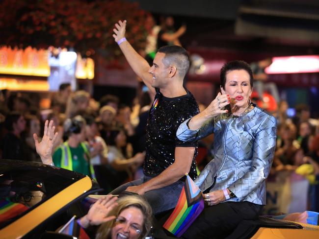 City of Sydney Lord Mayor Clover Moore takes part in the parade during the Sydney Gay &amp; Lesbian Mardi Gras Parade.