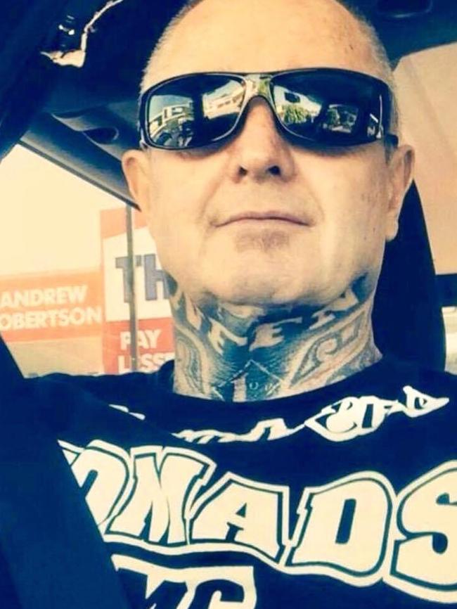 Former Nomads bikie Stephen Garland has pleaded not guilty to murder after Stockton grandmother Stacey Klimovitch was shot dead in her home.