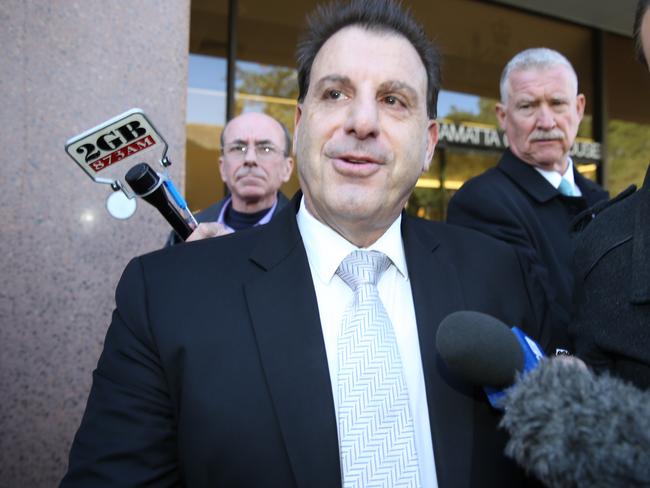 Barrister Michael Coroneos leaves Parramatta Court after on behalf on the two brothers. Picture: John Grainger