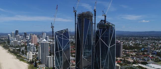 The $1.4 billion triple towers project has ground to a halt for a fortnight. Picture Glenn Hampson