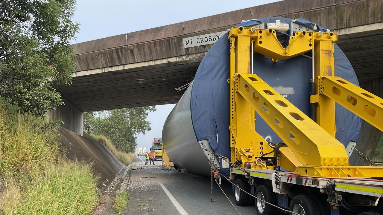 Wind turbine cleared from bridge but highway set to remain closed for days
