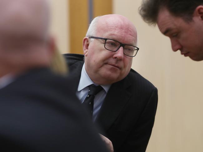 Attorney-General George Brandis wouldn’t comment on the T55 phone. Picture: Gary Ramage