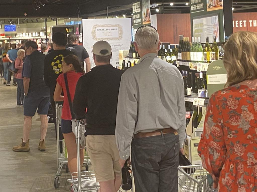 Bottle shops have hit Aussies with restrictions after panic buying reduced stock levels. Picture: Twitter