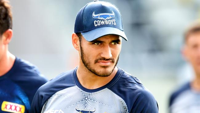 NRL; North Queensland Cowboys training at Queensland Country Bank Stadium. Valentine Holmes . Picture: Alix Sweeney