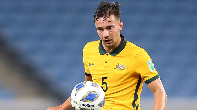 Denis Genreau of Australia controls the ball during the International Friendly match between Jordan and Australia Socceroos at Al Janoub Stadium on June 01, 2022 in Al Wakrah, Qatar. (Photo by Mohamed Farag/Getty Images)