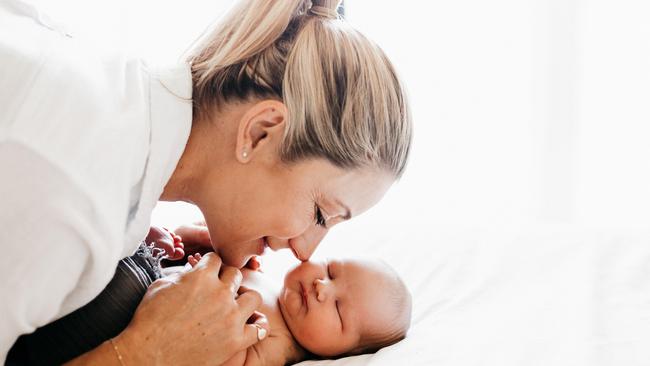 Liz Cantor with her newborn baby Fin recover at Palazzo Versace on the Gold Coast.