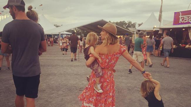 Chris Hemsworth's wife Elsa Pataky posted this image of their family at Byron Bay Bluesfest to Instagram.