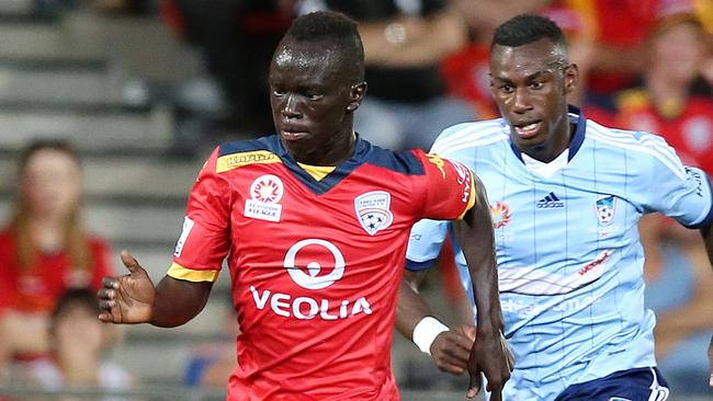 Awer Mabil in action for Adelaide United in 2014. Picture: Photo Sarah Reed.