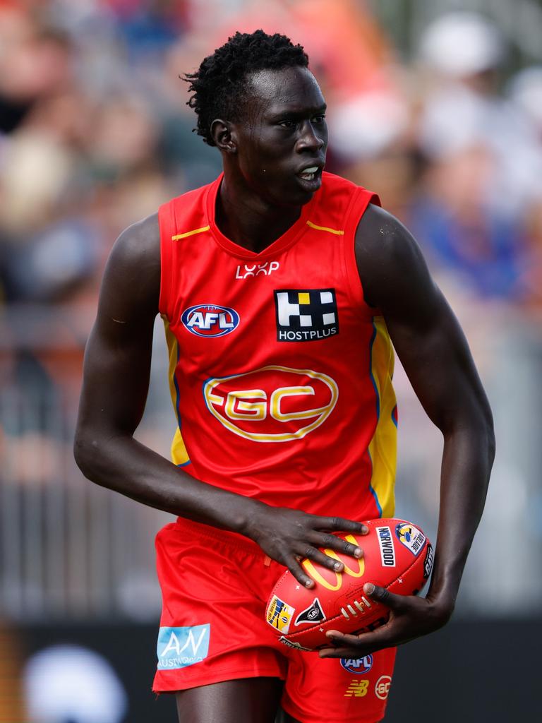 Mac Andrew had a breakout game against the Giants, but still has plenty to work on. Picture: Dylan Burns/AFL Photos via Getty Images.