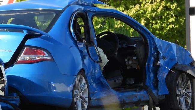 Emergency services were called to the scene on Argyle St, near Bunnings Warehouse and the Traralgon East McDonaldâs, to a two-car collision with one into a traffic light pole and a person trapped, just after 5pm on Wednesday. Picture: LVA&CA