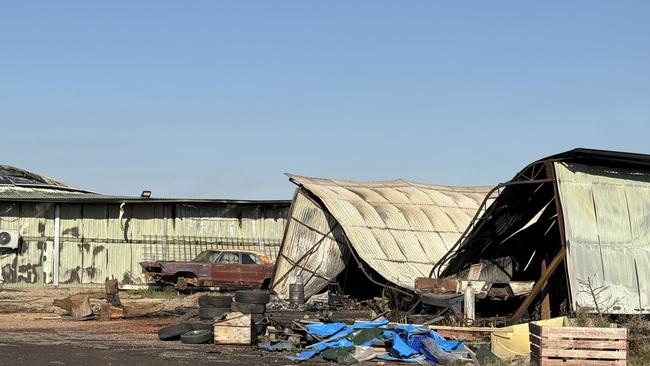 Firefighters remain at the scene of the Anakie fire.