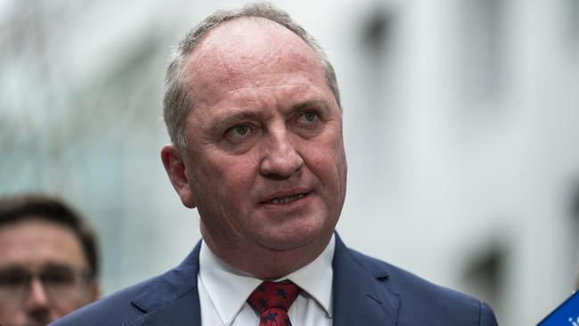 Barnaby Joyce addresses the media after retaking the Nationals leadership. Picture: NCA NewsWire / Martin Ollman