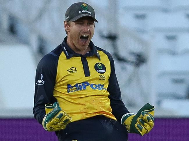 Tom Cullen celebrates a wicket during the Royal London One Day Cup match against Durham County. Picture: Will Matthews