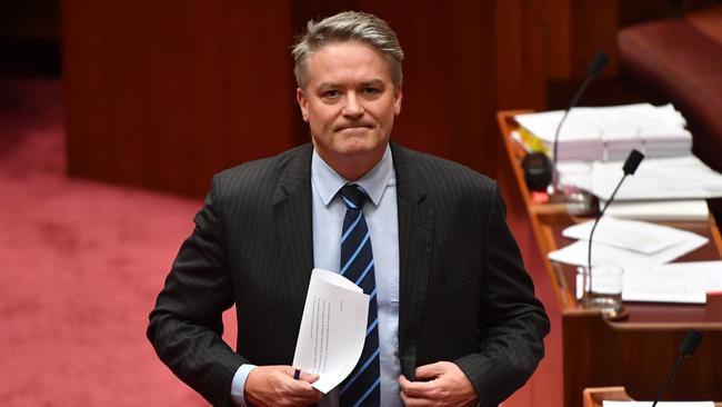 Minister for Finance Mathias Cormann in the Senate chamber.