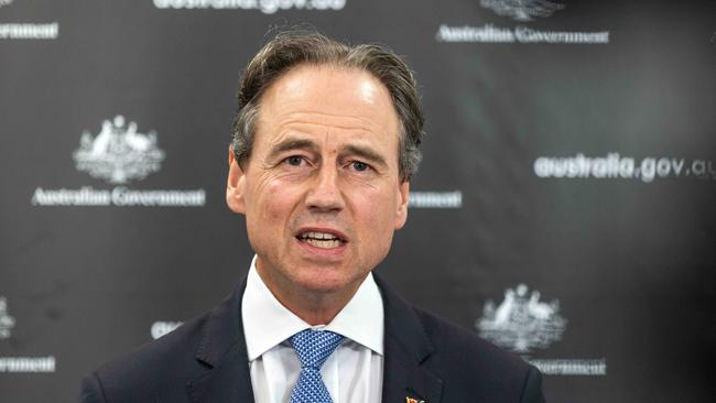 Health Minister Greg Hunt says Australia will be one of the first nation to offer booster shots to the whole population. Picture: NCA NewsWire/Sarah Matray