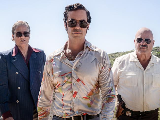 Yul Vazquez, Danny Pino and Michael Chiklis in a scene from Hotel Cocaine.