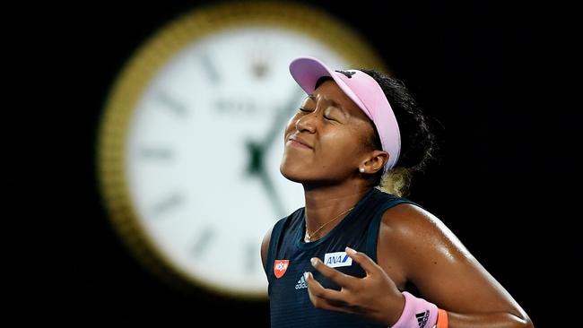 Naomi Osaka of Japan reacts during her women's singles semi-final match against Karolina Pliskova. Picture: Lukas Coch/AAP