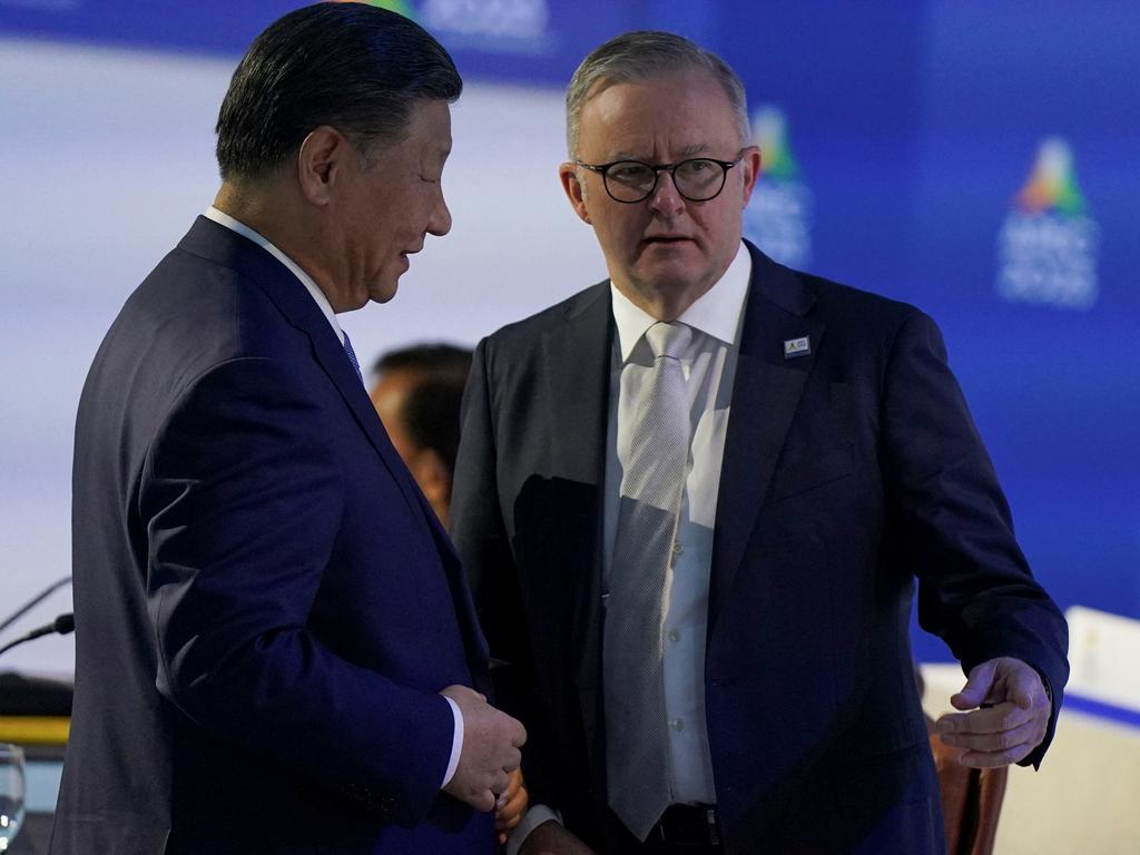 China's President Xi Jinping talks with Australia's Prime Minister Anthony Albanese last week. Picture: REUTERS/Loren Elliott