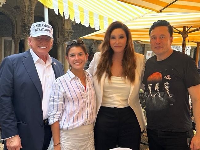 Donald Trump, Kai Trump, Caitlyn Jenner and Elon Musk. The day after the 2024 presidential election. Picture: Instagram