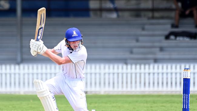 Churchie batsman Daniel DesmetGPS First XI cricket between Churchie and Brisbane Grammar School. Saturday January 27, 2024. Picture, John Gass