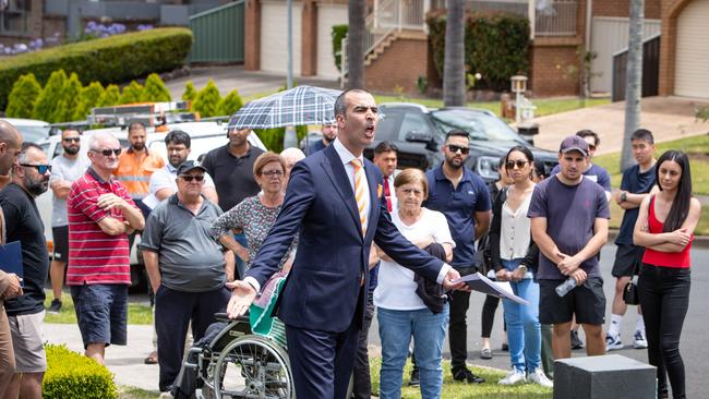 A recent, hotly contested auction in western suburb Greystanes. Picture: Julian Andrews