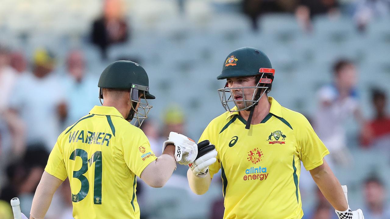 David Warner and Travis Head produced an impressive opening partnership to set the tone for Australia. Picture: Getty Images.