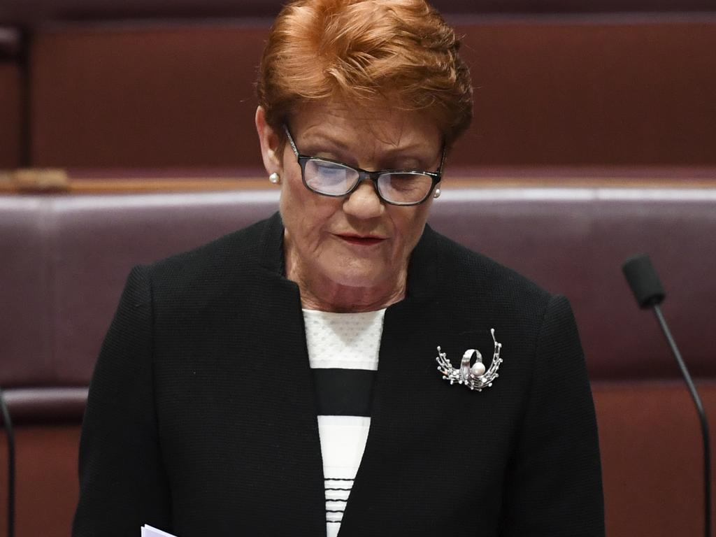 Pauline Hanson was critical of the government’s plan for gas. Picture: AAP Image/Lukas Coch