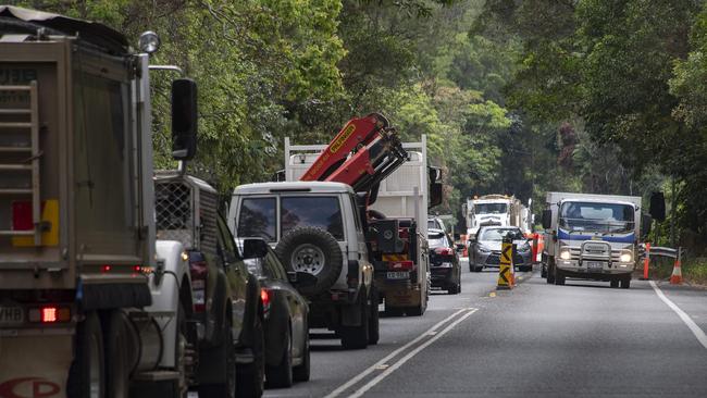 Traffic regularly banked up on the approach to the Barron River bridge for a year while TMR undertook investigations on it. Picture: Brian Cassey