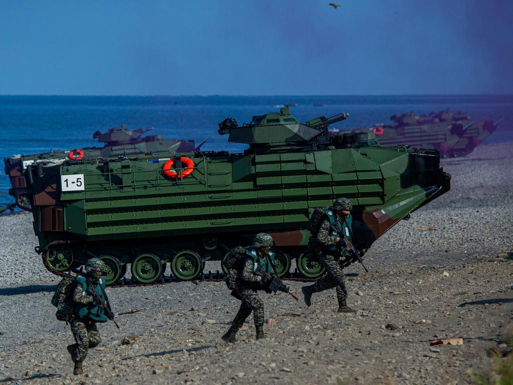 Taiwanese military drills simulating a Chinese invasion. Picture: Annabelle Chih/Getty