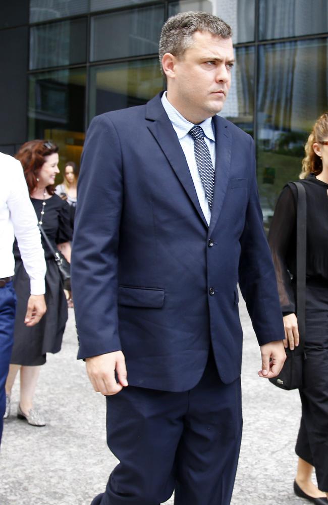 Matt James Nolan leaves the District Court in Brisbane with members of his family on Friday. Picture: NCA NewsWire/Tertius Pickard