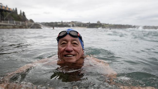 Year-round swimmer Mick McMahon, 76, enjoying the health benefits of swimming at Wylie’s Baths in Coogee. Picture: Nikki Short