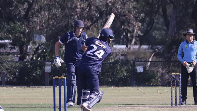 Geelong's Arjun Sehrawat made 69 against Ringwood. Picture: Carey Neate.